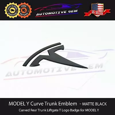 Tesla MODEL Y Rear Lid Trunk Emblem T Badge MATTE BLACK Logo OEM Upgrade • $17.99