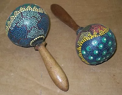 2 Hand Made Genuine Mexican Real Wooden Maracas • $9.99