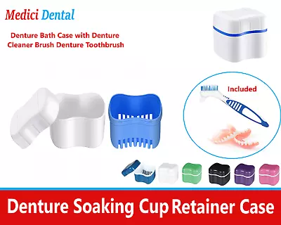 Denture Care Retainer Box With Toothbrush To Clean Denture With Rinsing Basket • $9.99