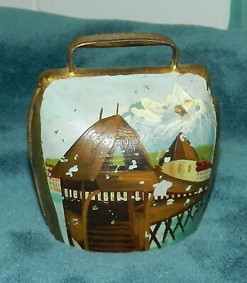 Antique Vintage Hand Painted Brass Cow Goat Sheep Bell Lucerne • $13.99