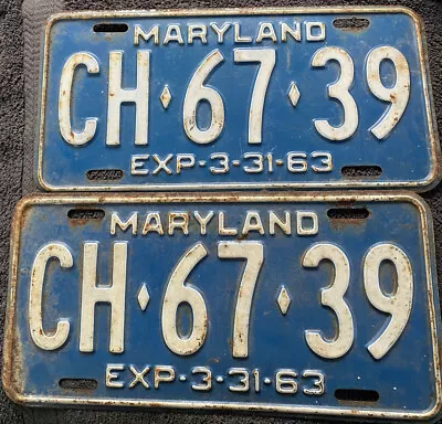 1963 Maryland Matching License Plates  CH-6739 • $133.88