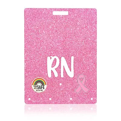 Glitter Pink RN Badge Buddy Card Horizontal Nursing Badge Accessories Badge B... • $14.97