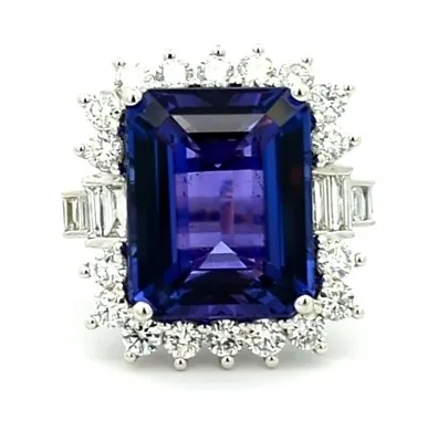 Video 22.78CT 14K Gold Natural AAAA Grade Tanzanite Diamond Engagement Ring  • $19999