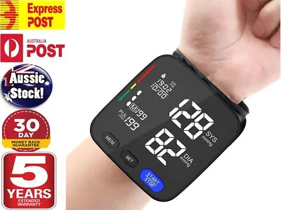Digital Wrist Blood Pressure Monitor BP Machine Large Cuff Auto Wireless Black  • $25.95