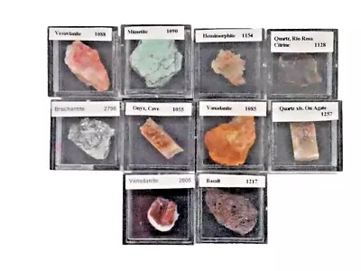 Micromount Mineral Lot FF- 10 Fine Specimens In 7/8  X 7/8  X 3/4  Boxes • $19.76