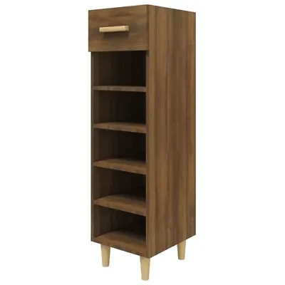 Narrow Shelving Unit 1 Drawer Shoe Rack Stand Organiser Storage Cabinet Walnut • £61.99