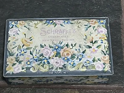 Vintage Schrafft's Chocolates Metal Hinged Candy Tin Box Floral Design NY Boston • $9.99