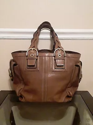 Coach Soho Mia Brown Braided Handle Tobacco Leather Satchel Tote Bag G06S-10050 • $50