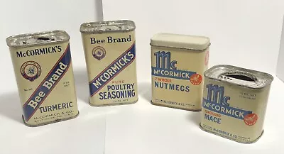 Vintage Bee Brand McCormicks Spice Tins Tumeric Pultry Seasning Nutmeg And Mace • $10.99