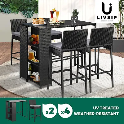 $179.90 • Buy Livsip Outdoor Furniture Bar Table And Chairs Dining Chairs Wicker Patio Set