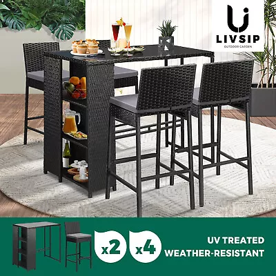 Livsip Outdoor Furniture Bar Table And Chairs Dining Chairs Wicker Patio Set • $289.90