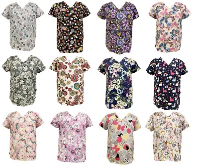 Serene Uniform Women's Fashion Medical Nursing Scrub Printed Tops S-3XL • $15.03