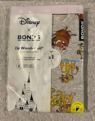 Bonds Baby Wondersuit Zippy Disney Lion King Grey Size 000 00 0 1 3 BNIP • $35