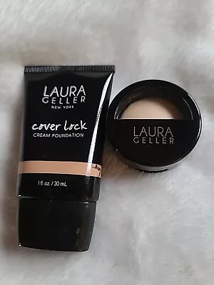 Laura Geller Baked Highlighter Plus Cover Lock Cream Foundation 30ml Size... • £13.50