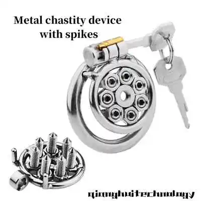 2024 New Metal Chastity Device Spikes Male Peni Lock CB Lock Ascetic Bandage • $24.35