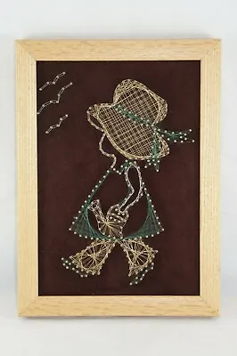 Vtg Mid Century Sunbonnet Girl Wire And Nail Art Wall Hanging Large 9 X13  • $39.50