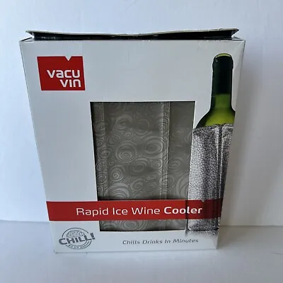 VACU VIN Rapid Ice Wine Drink Cooler Wine Chiller Silver Swirl 5 Min Chill • $10