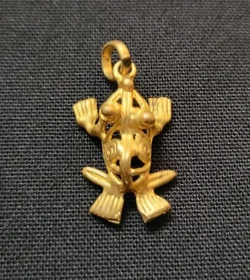 Vintage Mid-Century Chinese Brass Frog Drop Pendant • $15