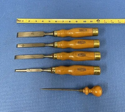 Vintage MARPLES Socket Firmer Chisel Set Of 4 With Scratch Awl Made In England • $150