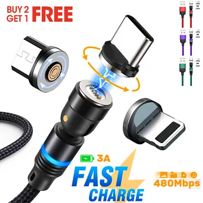 540° Rotate Magnetic Phone Charger Charging Cable For Micro USB/Type C/ IPhone • $3.99