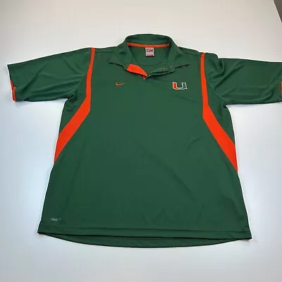 Nike Miami Hurricanes Polo Shirt Mens Large Green Dri Fit Lightweight NCAA • $19.99