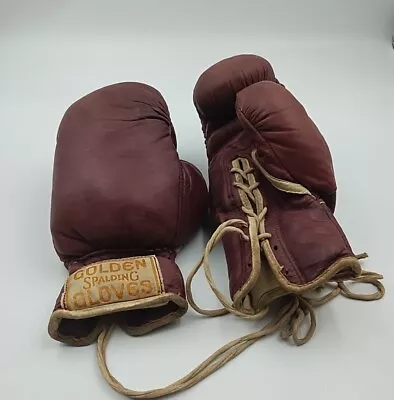 Vintage Golden Spaulding Boxing Gloves Lace Up • $39.97