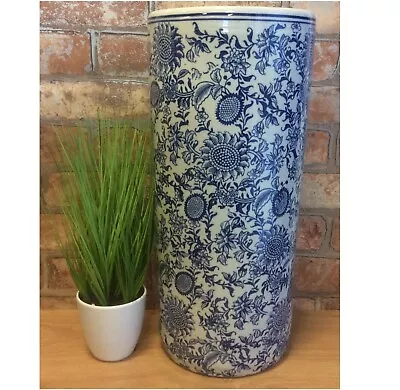 Blue And White Floral Sunflowers Ceramic Umbrella/Walking Stick Stand MIN 0811 • £39.95