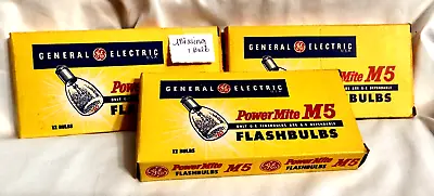 Power Mite GE Flashbulbs M5 3 Boxes VTG 35 Bulbs NIB NOS (1 Box Missing 1 Bulb) • $40