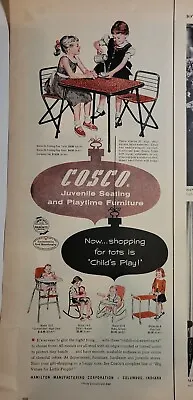 $9.99 • Buy 1958 Cosco Mid Century Metal Furniture Table Chairs Cart Highchair Vintage Ad