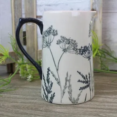 Cow Parsley Jug Vase  Stoneware Black And White  • £16.99