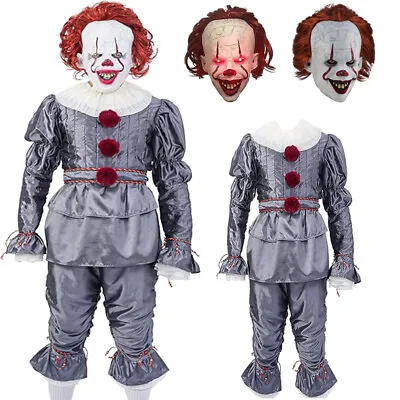 For Adults Pennywise Costume Clown Suit Outfit Fancy Dress Set Cosplay Halloween • $26.55