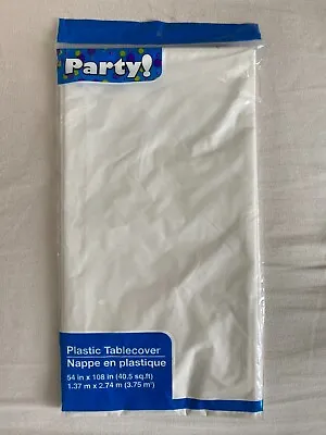 54  X 108  Tablecloth Rectangle Plastic Banquet Party Vinyl White Lot Of 10 • $29.99