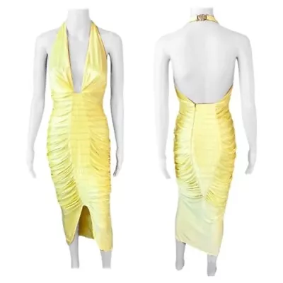 Versace S/S 2005 Runway Plunging Hi-Low Ruched Open Back Evening Dress Gown • $4850