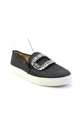 Karl Lagerfeld Women's Wool Rhinestone Embellished Slip On Shoes Gray Size 8 • $42.69