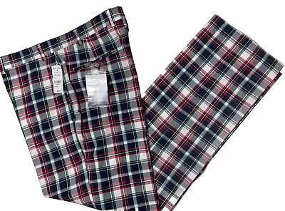 Brooks Brothers Men’s Plaid Madras Pants Golf Red Navy Madison Fit 36/32  • $59.77