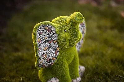 £16.99 • Buy Elephant Garden Ornament Stone Effect Flocked Grass Statue Animal Outdoor Moss