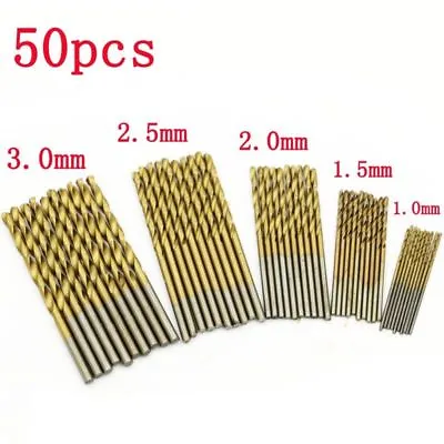 50PCS Micro Round Shank Drill Bits Set Small Precision HSS Twist Drill Bit Kit • $9.67