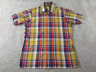 Van Heusen Shirt Men Medium Multicolor Plaid Short Sleeve Button Up • $6.30