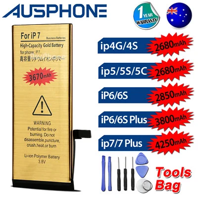 $15.95 • Buy NEW High Capacity Battery Replacement For Apple IPhone 4S 5S 5C 6 6S 7 PLUS AU