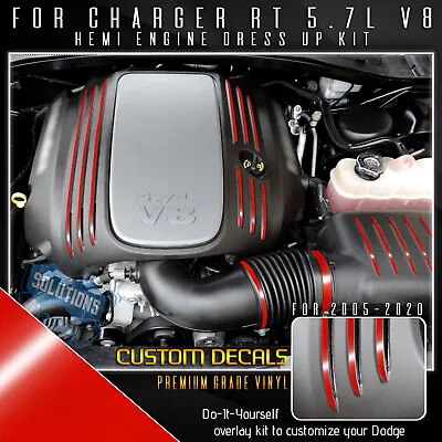 For 2005-2020 Charger R/T 5.7L V8 Hemi Engine Dress Up Kit Decal - Glossy Vinyl • $26.95