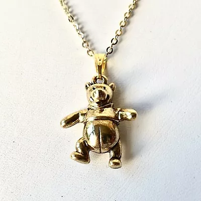 Vintage Gold Winnie The Pooh Necklace Pendant Plated 18  Disneyana Charm • $17.99