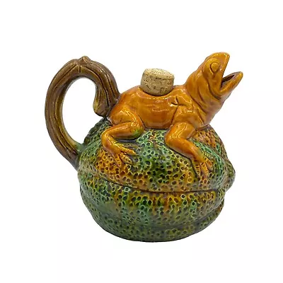 Vintage Majolica Frog On Melon Pitcher / Teapot • $64.99