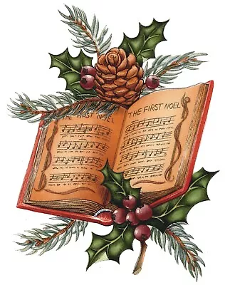 Christmas Vintage Hymnal Holly Berry Overglaze Waterslide Ceramic Decals • $2.25