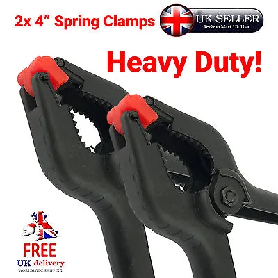 £10.01 • Buy 2pc 4  Heavy Duty Spring Clamps - Spring, Jaw, Opening, Large, Nylon, Tool,Clamp