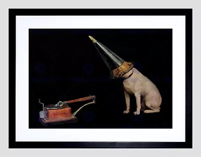 86224 MOCK AD HIS MASTERS VOICE GRAMOPHONE DOG FUNNY Wall Print Poster AU • $71.45