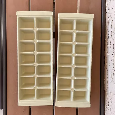 Vintage Ice Cube Trays Beige Thick Plastic Large Lot Of 2 • $14.98