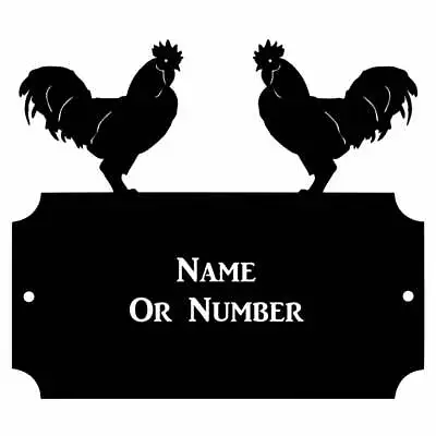 Ayam Cemani Cockerel Metal Rectangular Cutaway House Plaque • £42.95