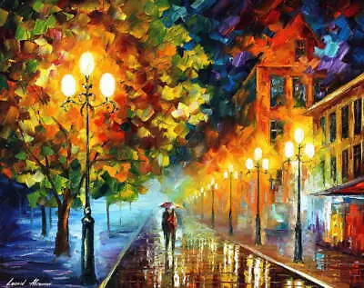 Leonid Afremov ROMANTIC MOONLIGHT  Painting Canvas Wall Art Picture Print HOME • £30