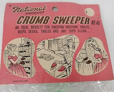 Vintage Plastic Crumb Sweeper Green Pink Original Packaging Graphics  • $10.20