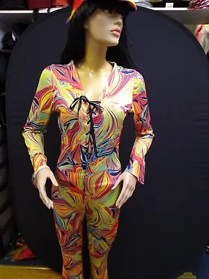 Psycadelic Multi Coloured Catsuit 70s Style Costume • £70